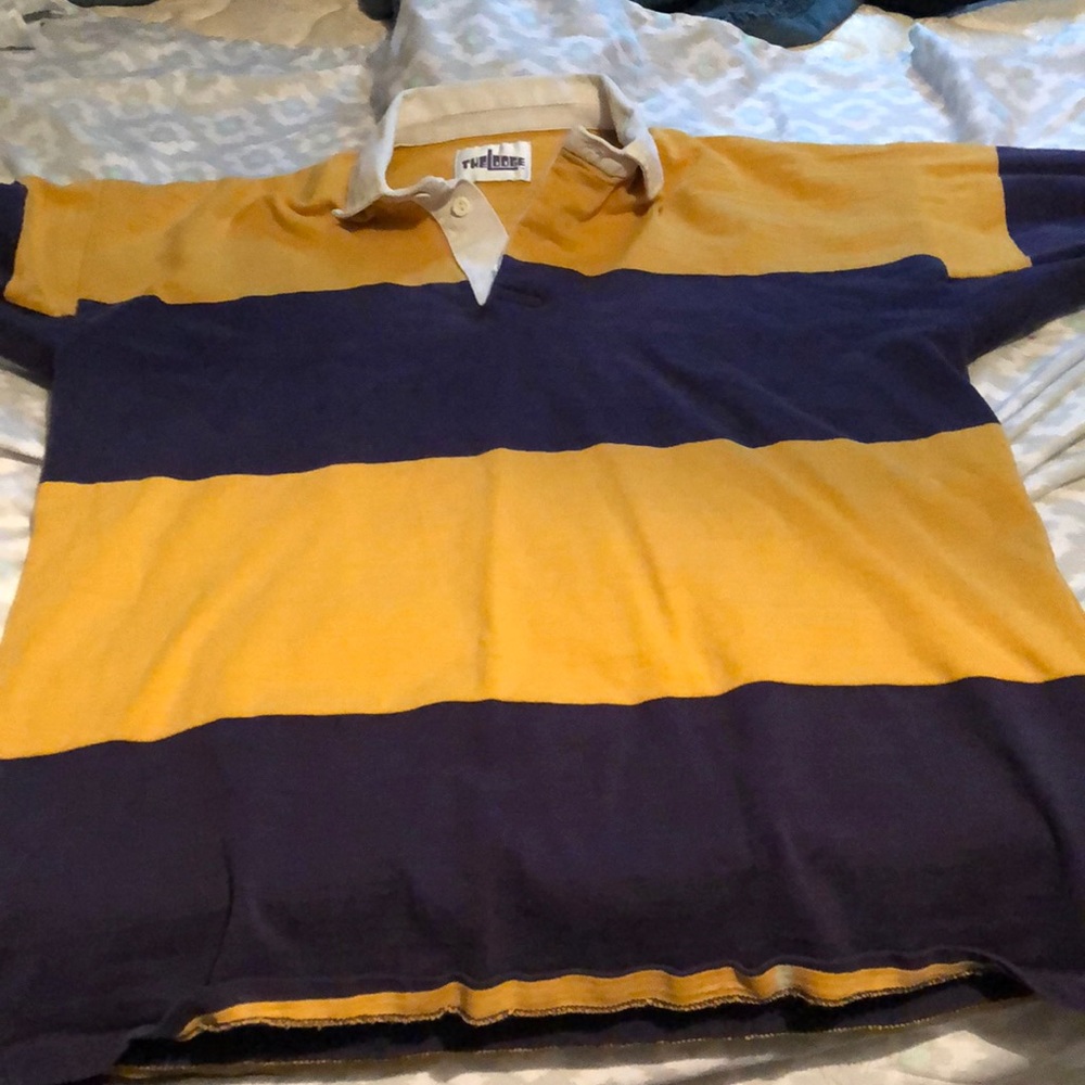 A long sleeved collared shirt